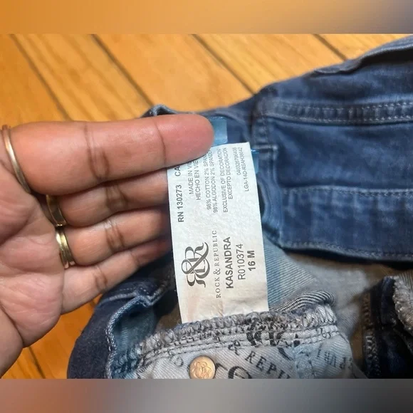 rock republic kasandra jeans Women’s 16M Blue Flare Western Rhinestone R Pocket - Picture 3 of 10